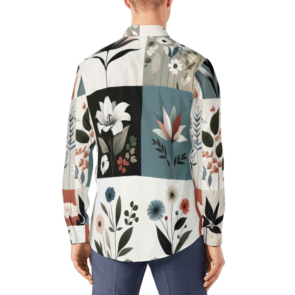 Minimalistic Floral Long Sleeves Men's Shirt