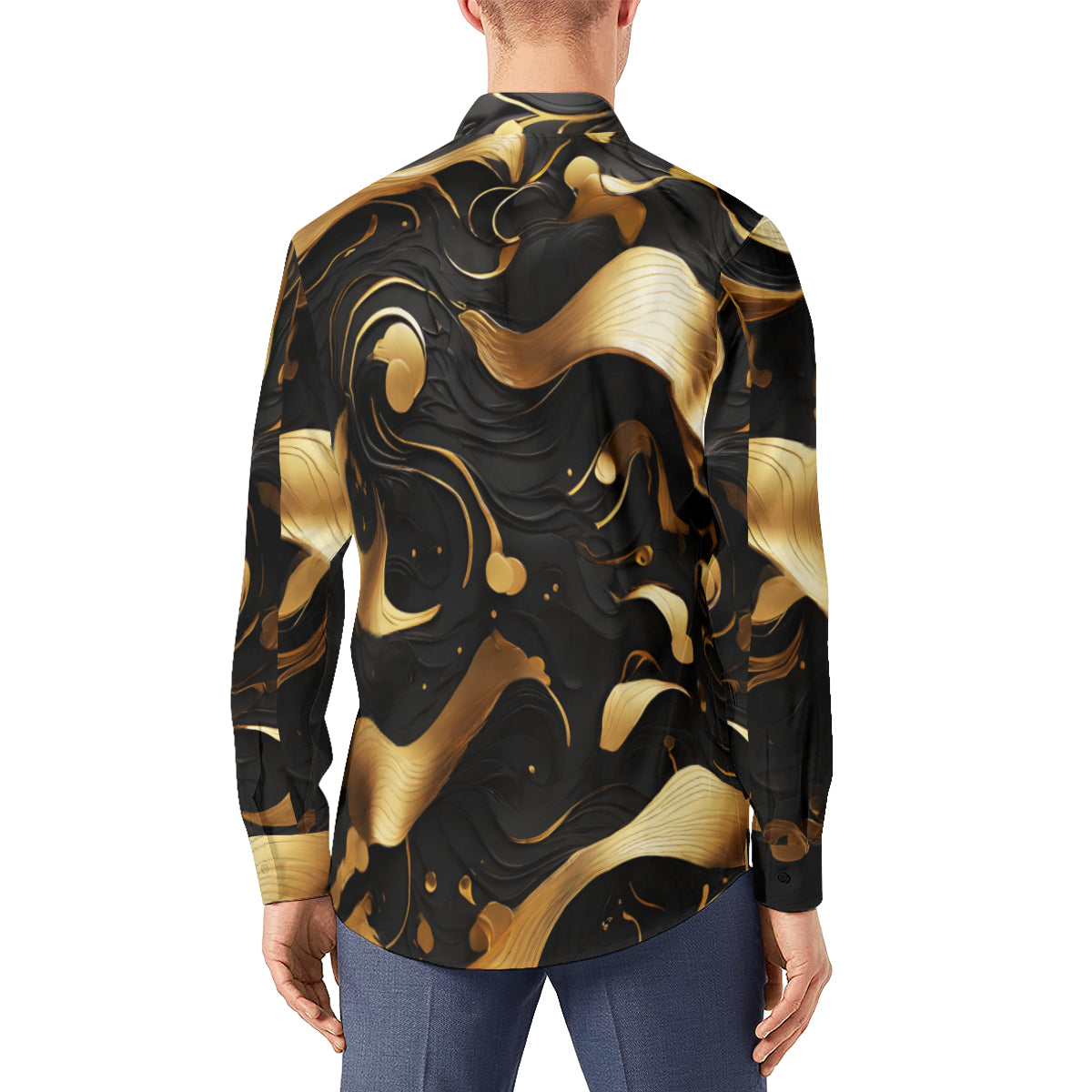 Abstract Elegance Men's Classic Long-Sleeved Shirt | Polyester