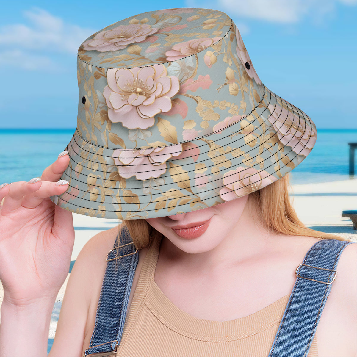 Floral Double-Sided Unisex Polyester Bucket Hat