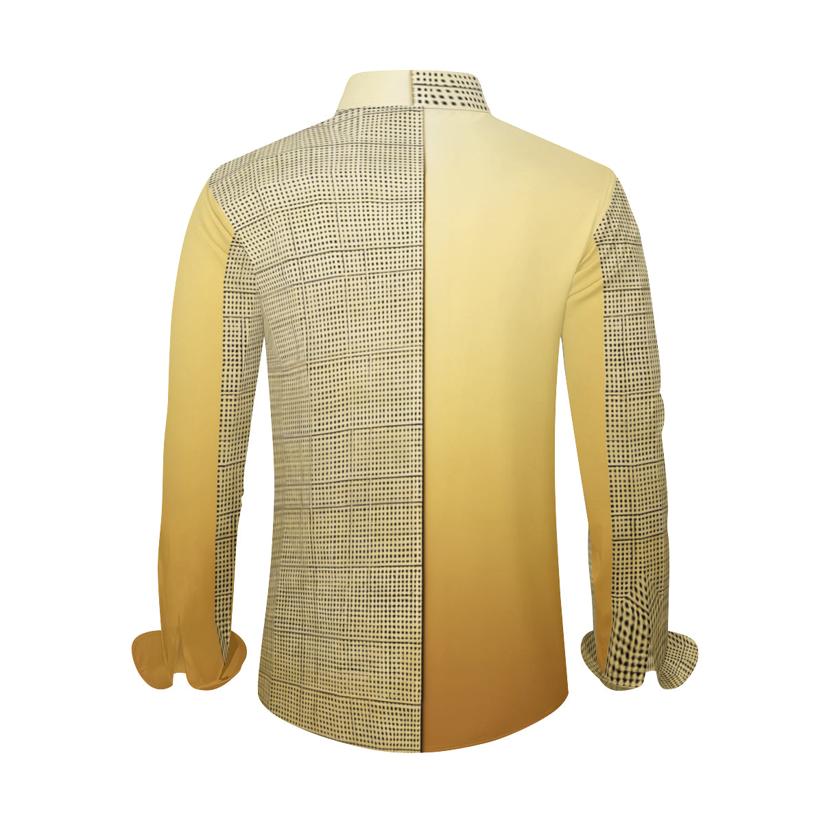 Gold Check Men's Classic Long-Sleeved Shirt | Polyester