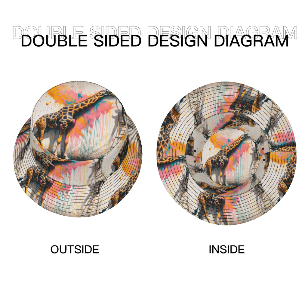 Giraffe Painting Double-Sided Unisex Polyester Bucket Hat