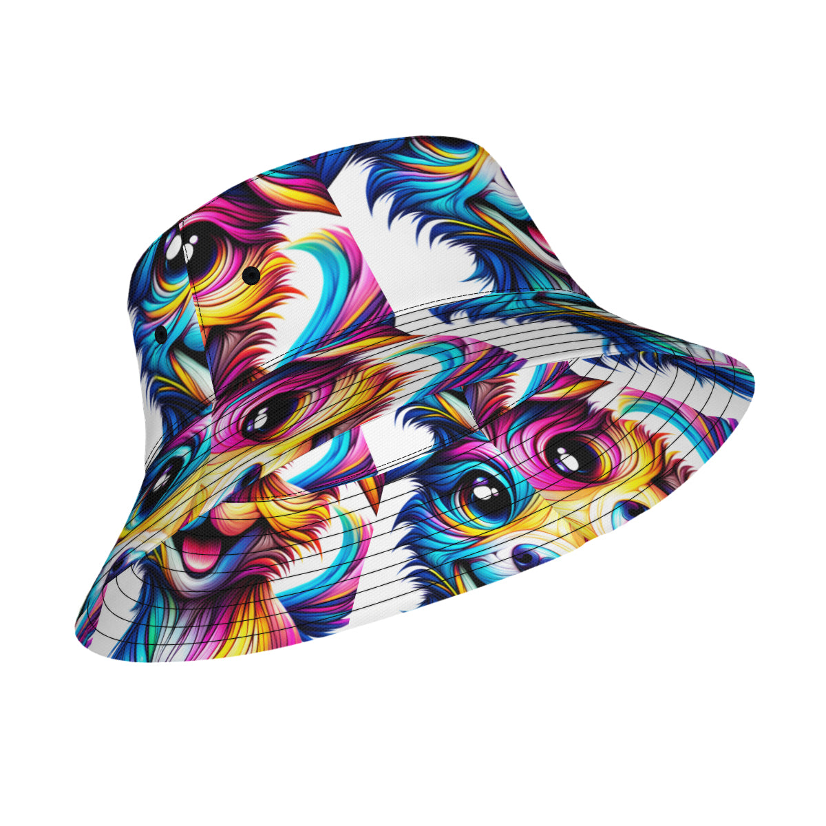 Vibrant Dog Double-Sided Unisex Polyester Bucket Hat