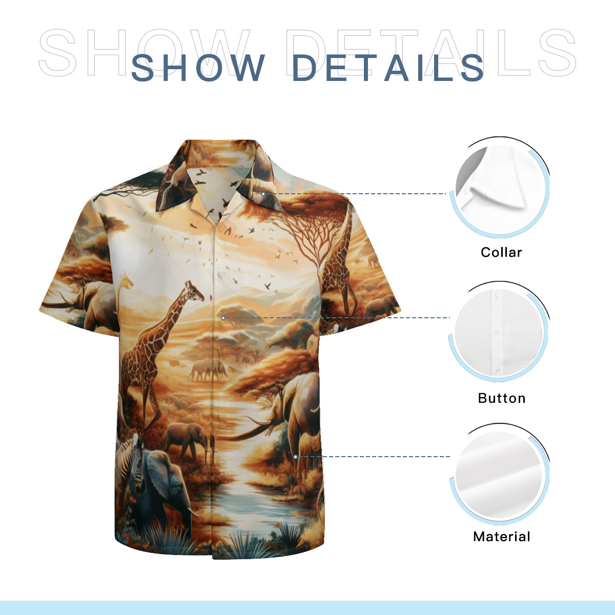 Animal Sunset Short Sleeves Men's Shirt