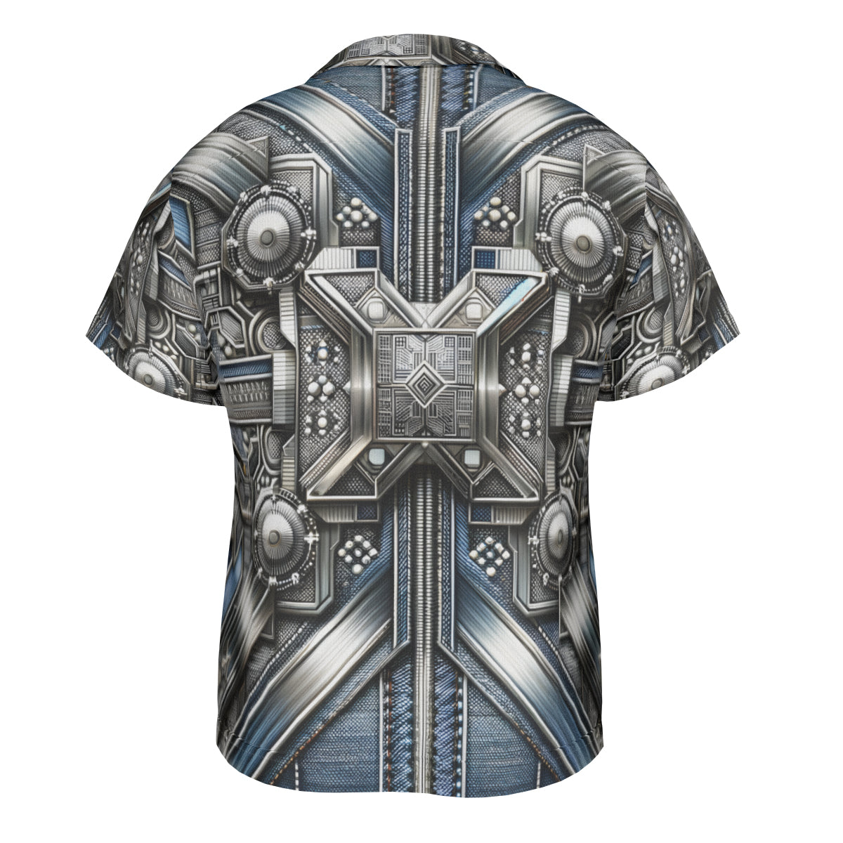 Metallic Denim Short Sleeves Men's Shirt