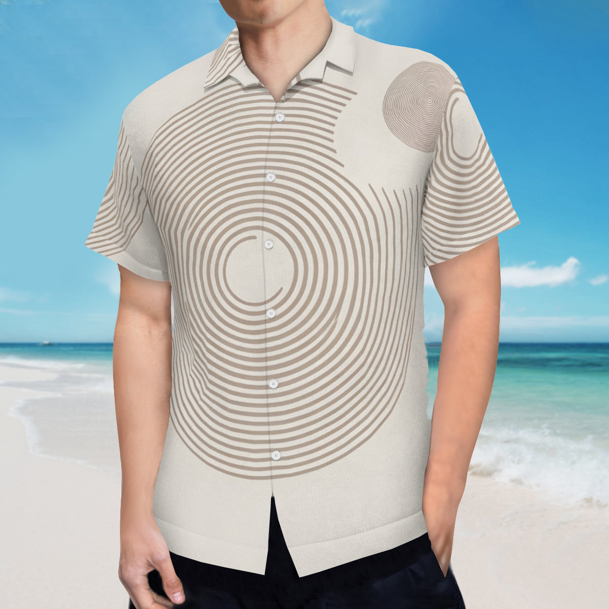 Abstract Stripes Short Sleeves Men's Shirt
