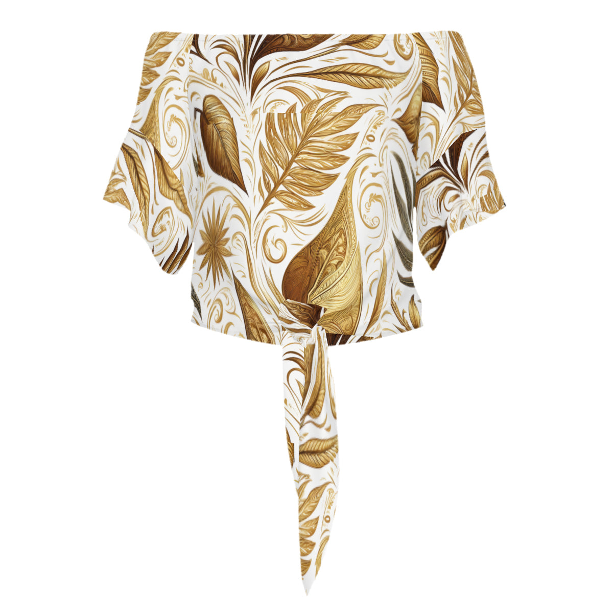 Golden Feathers Women's One-shoulder Tie Short Sleeves | Polyester