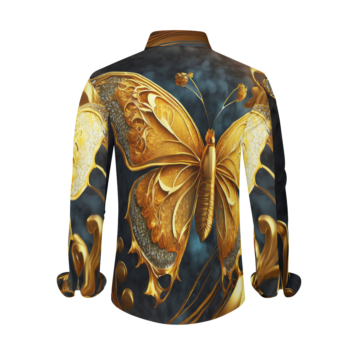 Golden Buterfly Men's Classic Long-Sleeved Shirt | Polyester