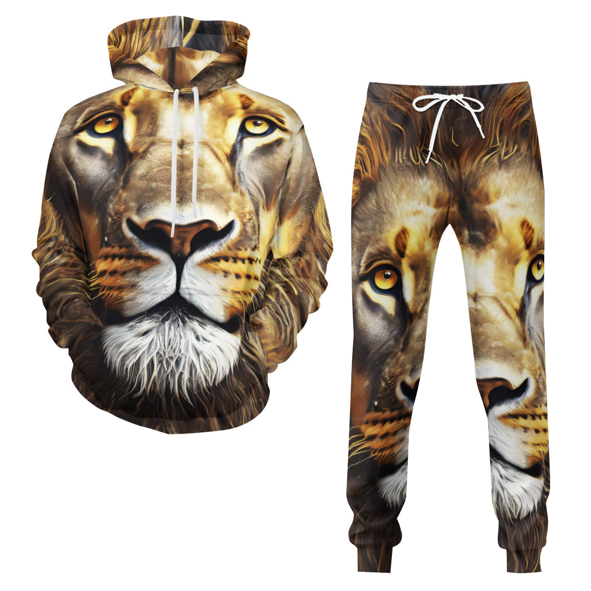 Lion Men's Adult Hoodie Set (Double-Layer Hood) | Health Fabric