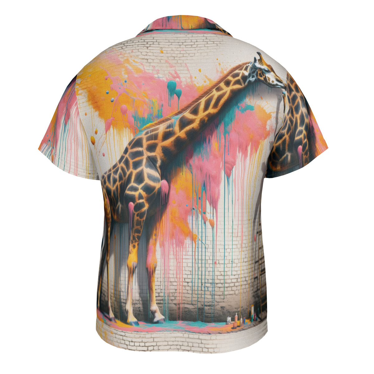 Giraffe Painting Short Sleeves Men's Shirt