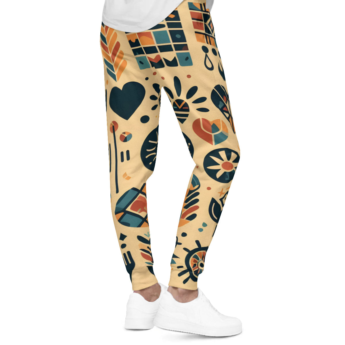 African Motifs Men's Adult Hoodie Set (Double-Layer Hood) | Health Fabric