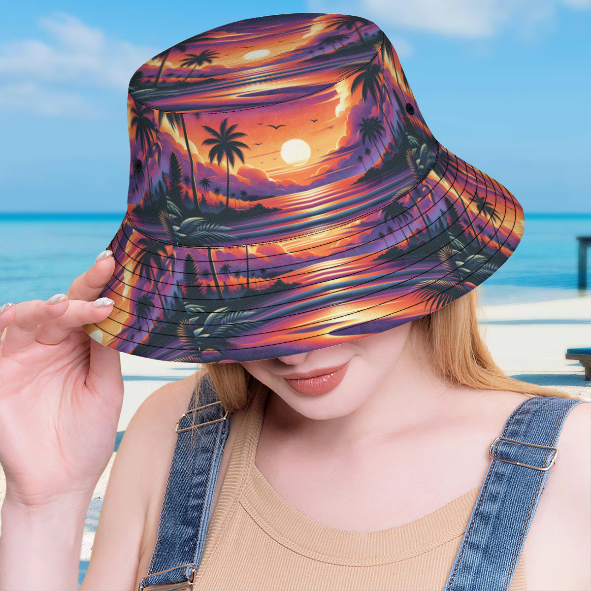 Sunset Double-Sided Unisex Polyester Bucket Hat