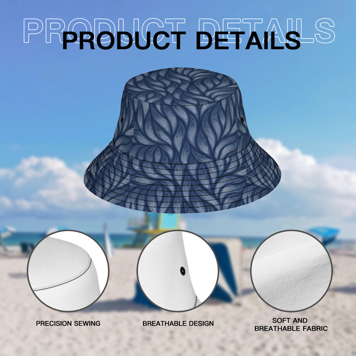 Abstract Denim Double-Sided Unisex Polyester Bucket Hat