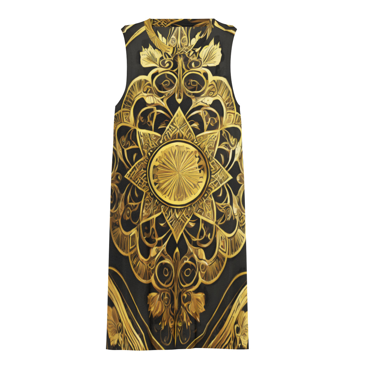 Elegant Gold Women's Casual Dress | Polyester