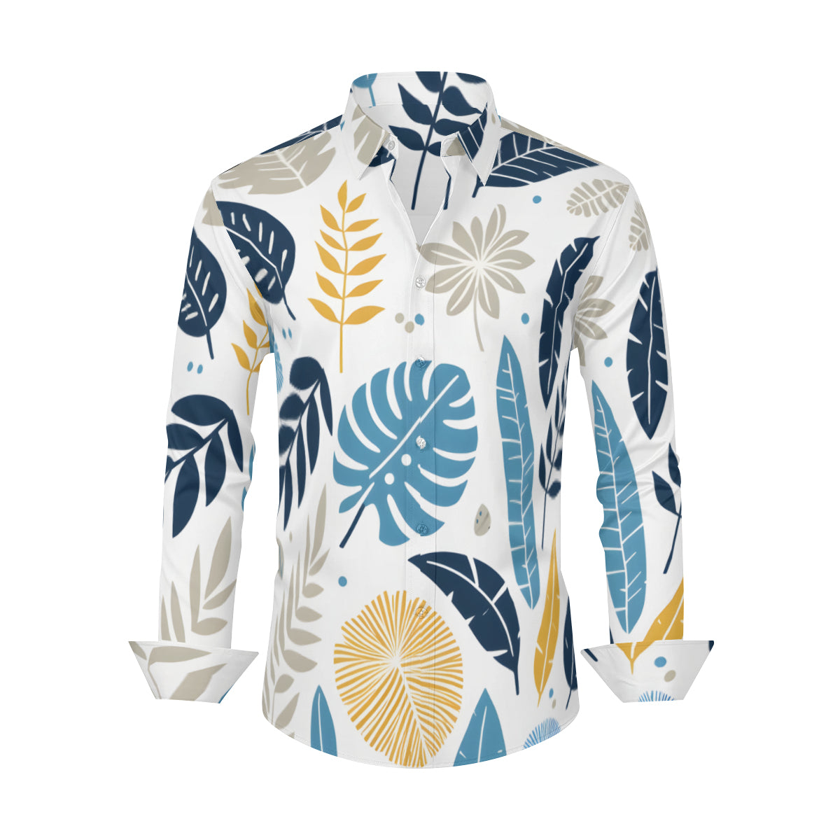 Tropical Leaf Long Sleeves Men's Shirt