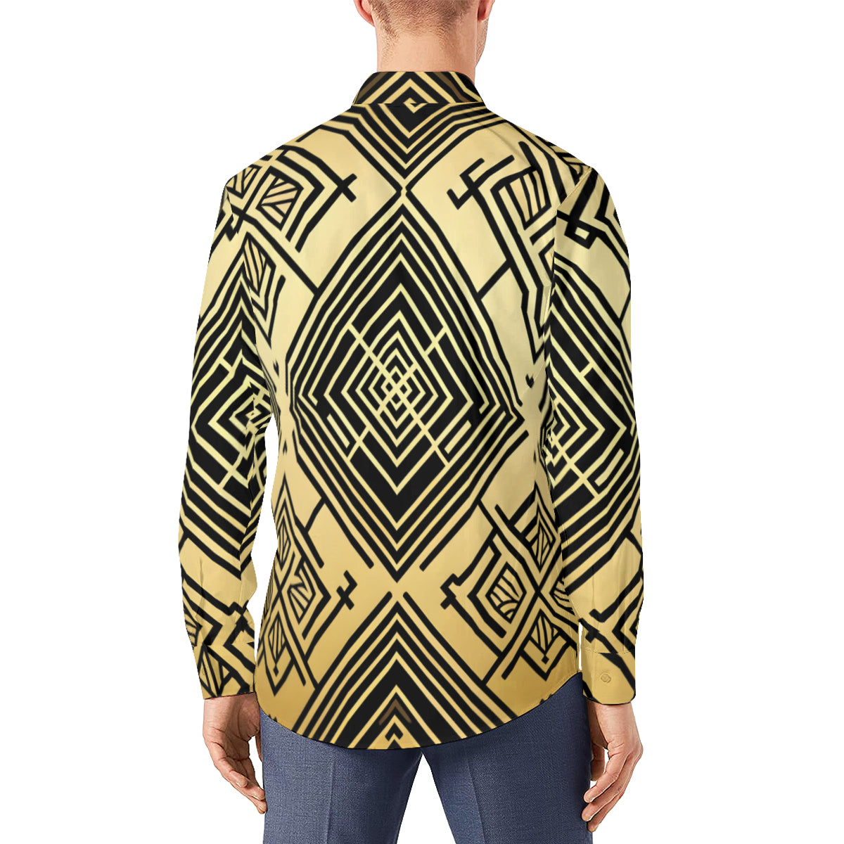 Golden Geometric Shapes Long Sleeves Shirt