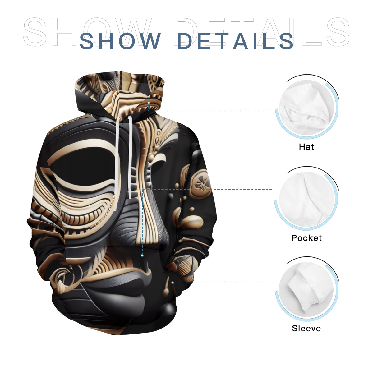 African Mask Men's Adult Hoodie Set (Double-Layer Hood) | Health Fabric
