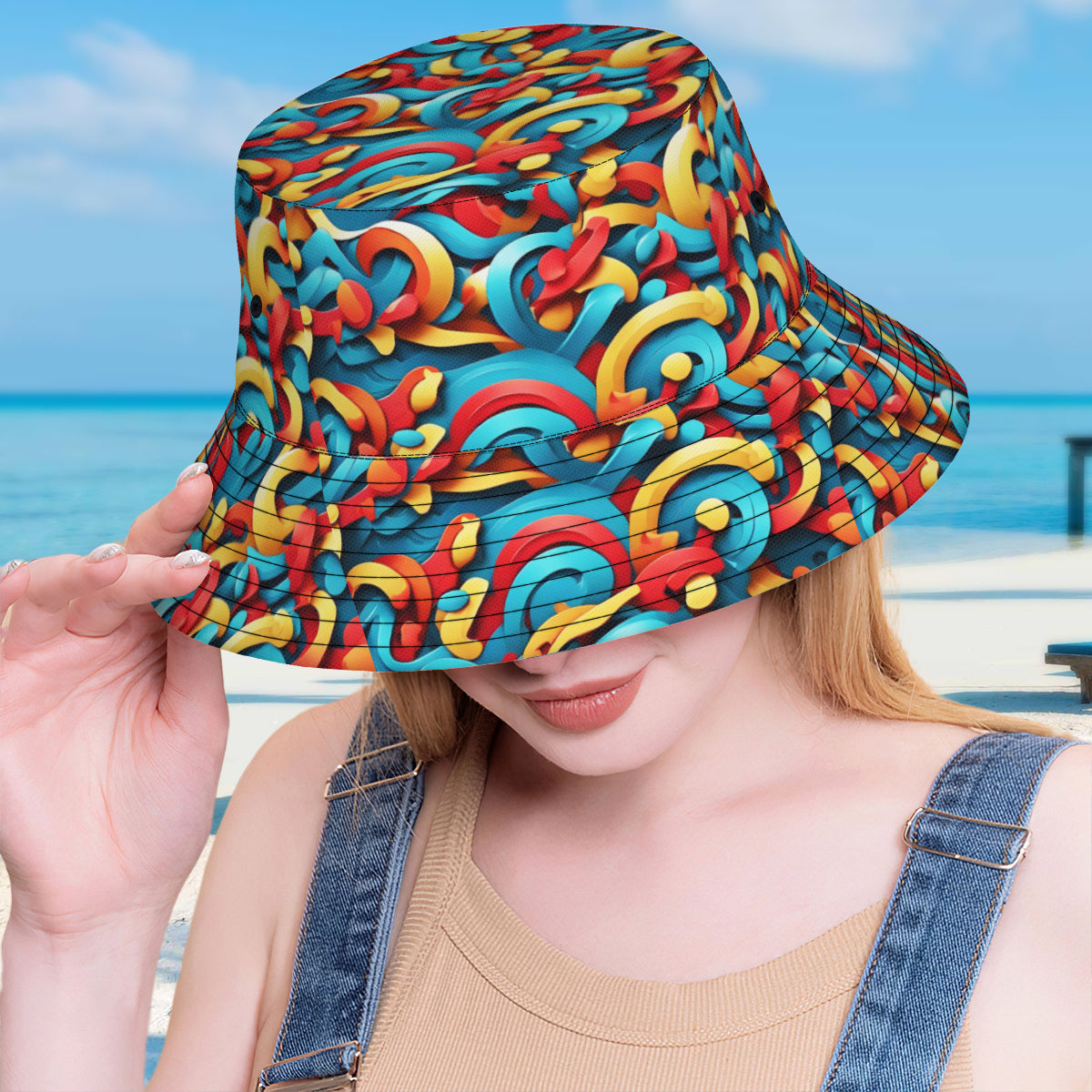 Abstract Double-Sided Unisex Polyester Bucket Hat