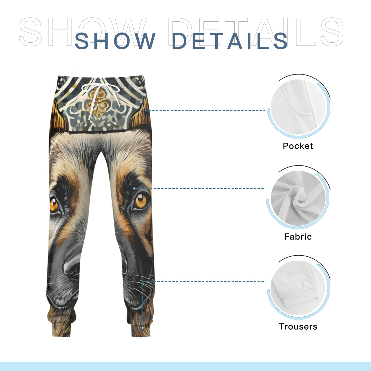 German Shepherd Dog Men's Adult Hoodie Set (Double-Layer Hood) | Health Fabric