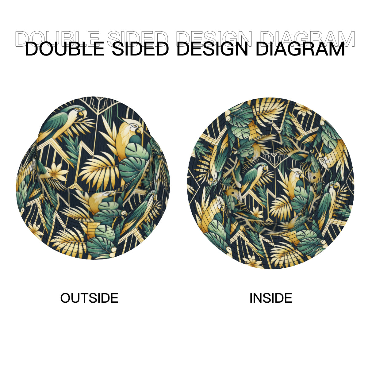 Tropical Parrots Double-Sided Unisex Polyester Bucket Hat
