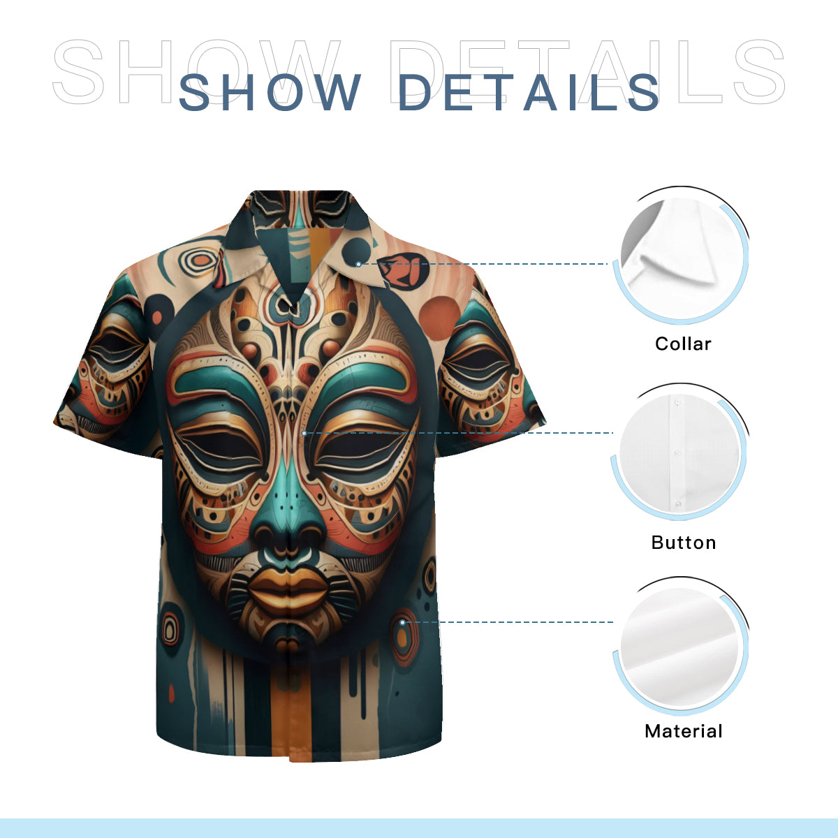 African Mask Short Sleeves Men's Shirt