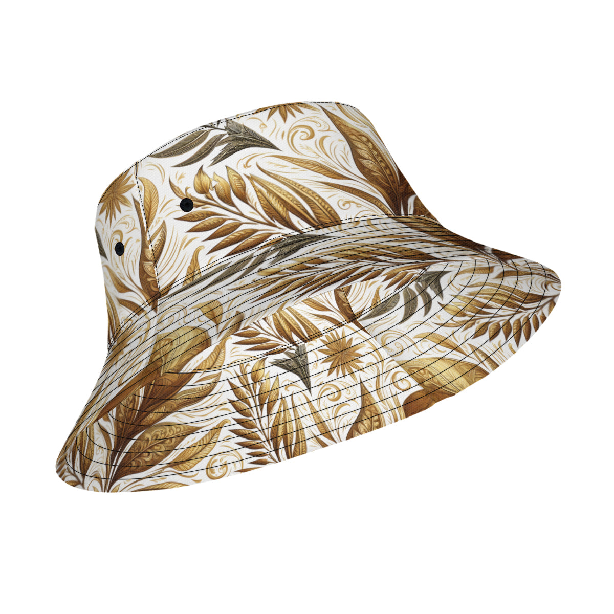 Golden Feathers Double-Sided Unisex Polyester Bucket Hat