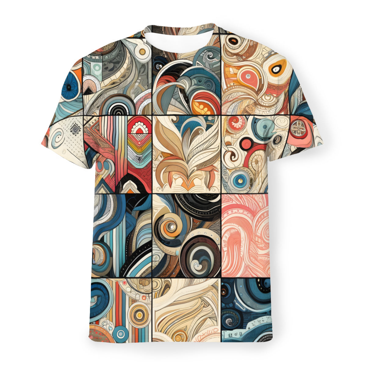 Abstract Floral Men's Short-Sleeved Mesh Cloth T-Shirt｜Polyester