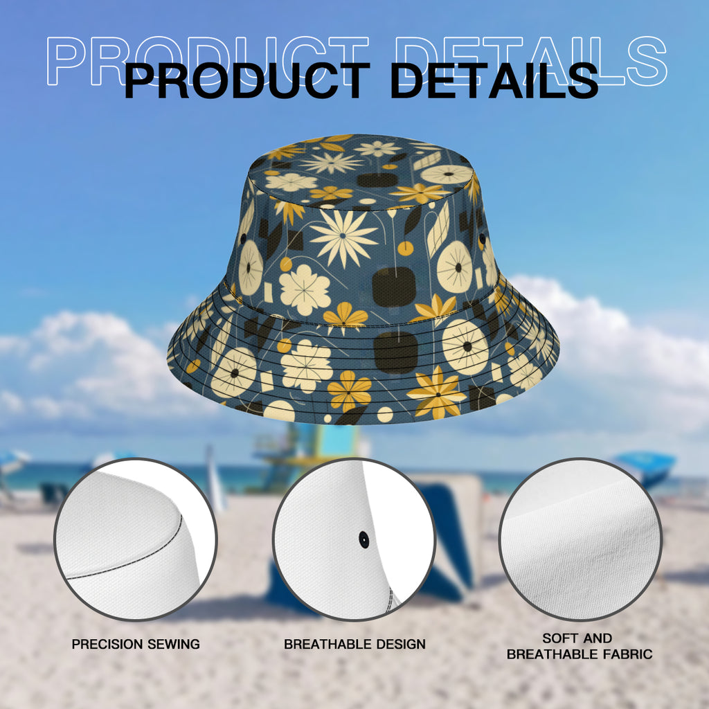 Floral Elements Double-Sided Unisex Polyester Bucket Hat