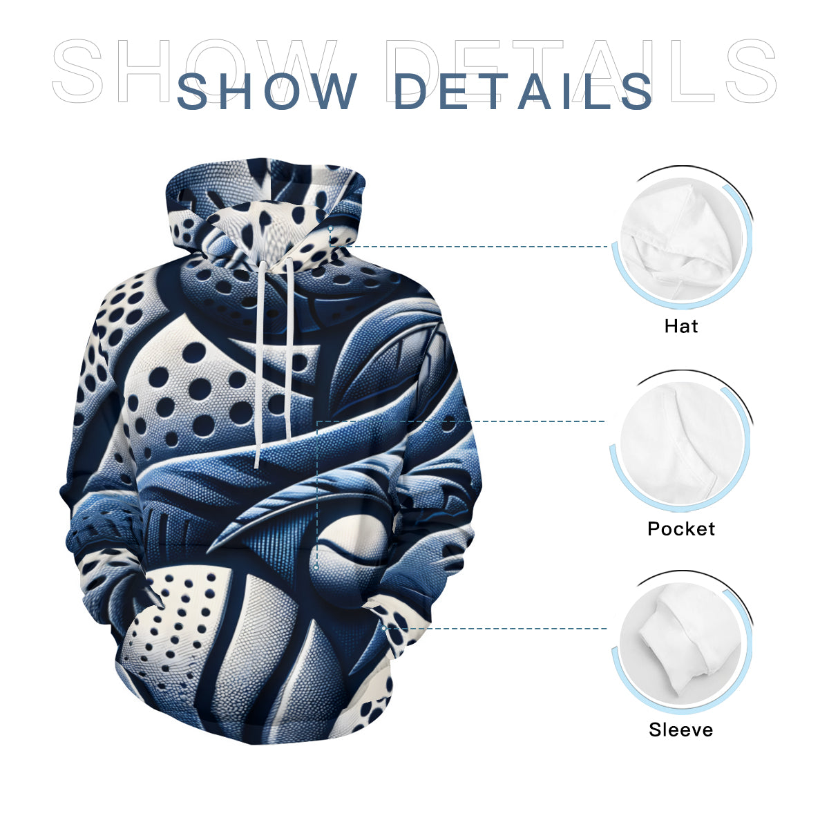 Blue Style Men's Adult Hoodie Set (Double-Layer Hood) | Health Fabric