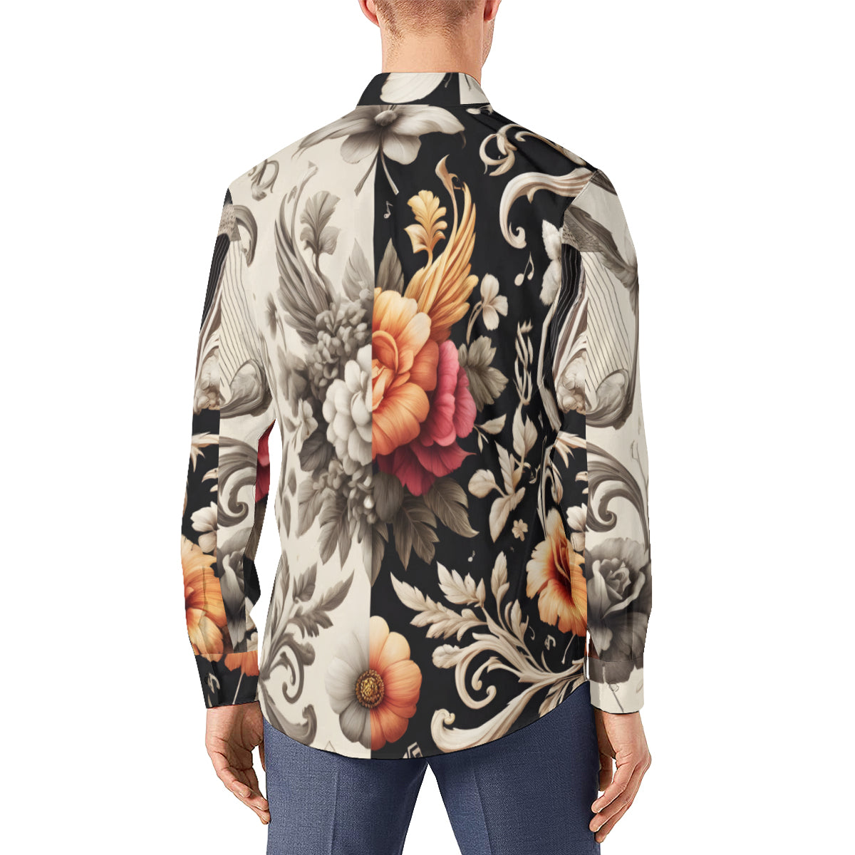 Musical Floral Long Sleeves Men's Shirt