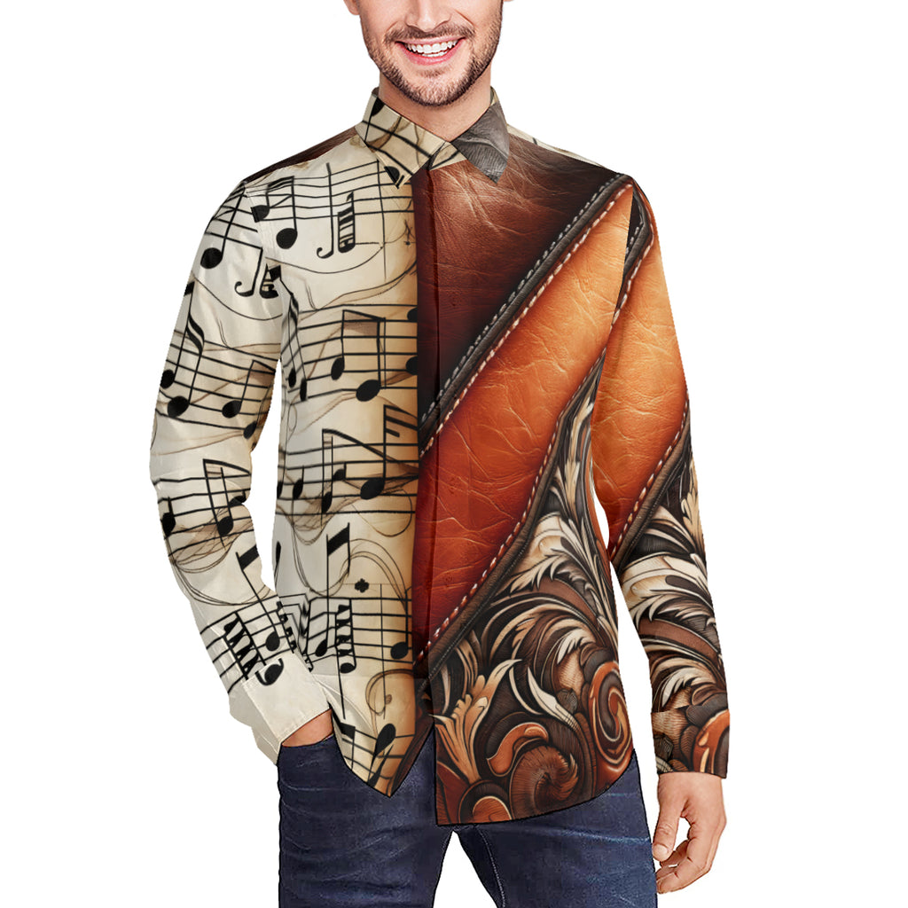 Musical Leather Harmony Long Sleeves Men's Shirt
