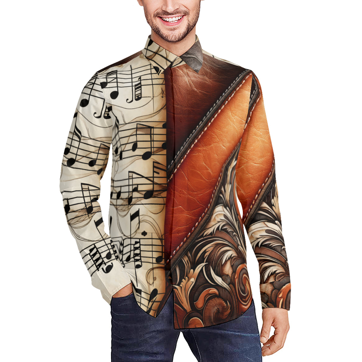 Musical Leather Harmony Long Sleeves Men's Shirt