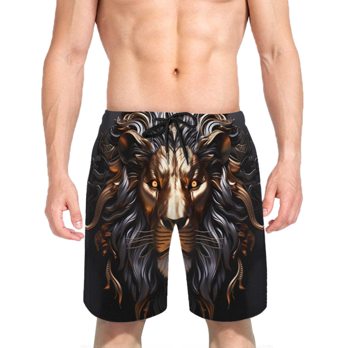 Lion Men's Beach Shorts (Not Mesh Lined) | Polyester
