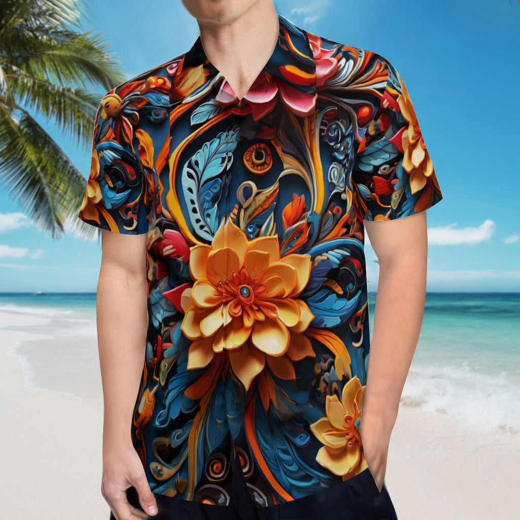 Floral Short Sleeves Men's Shirt
