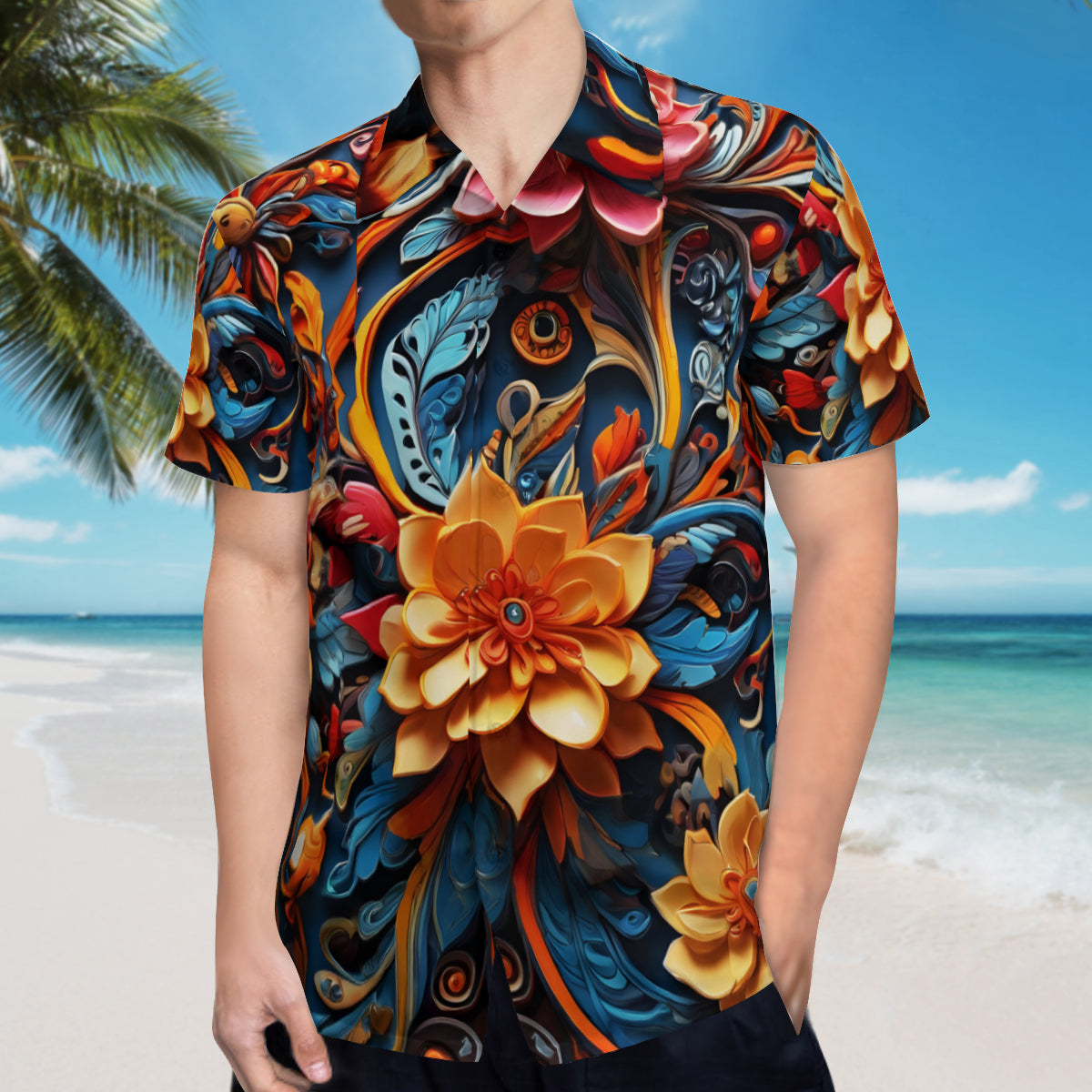 Floral Short Sleeves Men's Shirt