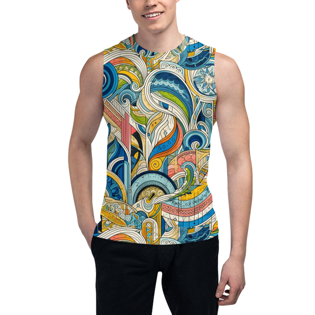 Abstract Floral Men's Sleeveless Vest｜Polyester