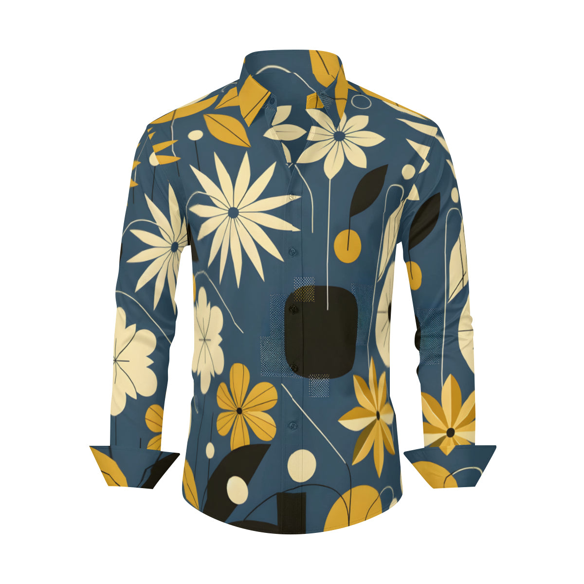 Floral Men's Classic Long-Sleeved Shirt | Polyester