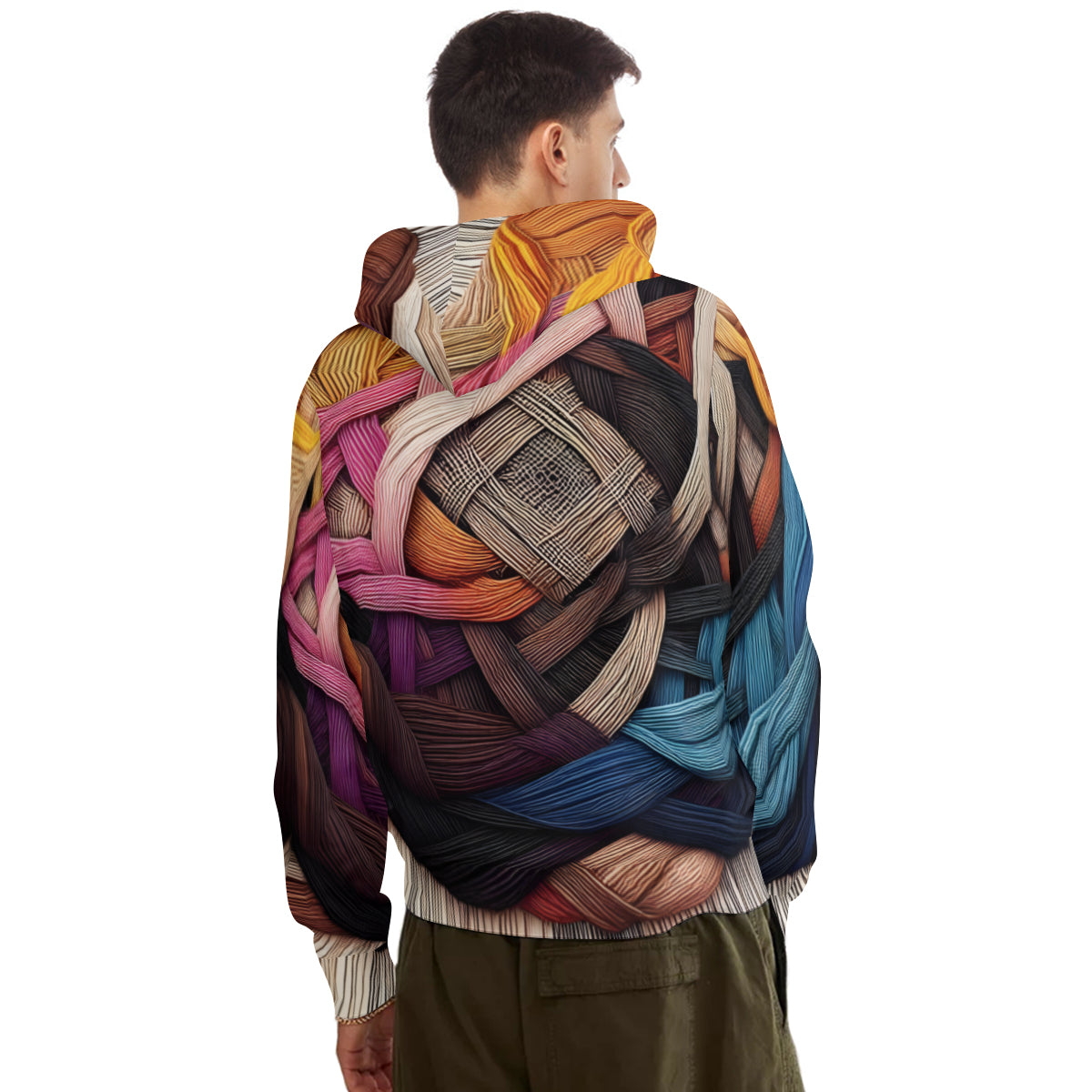 Interwoven Pattern Men's Adult Hoodie Set (Double-Layer Hood) | Health Fabric