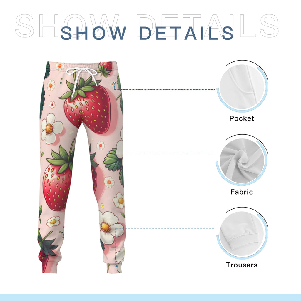 Strawberry Men's Adult Hoodie Set (Double-Layer Hood) | Health Fabric