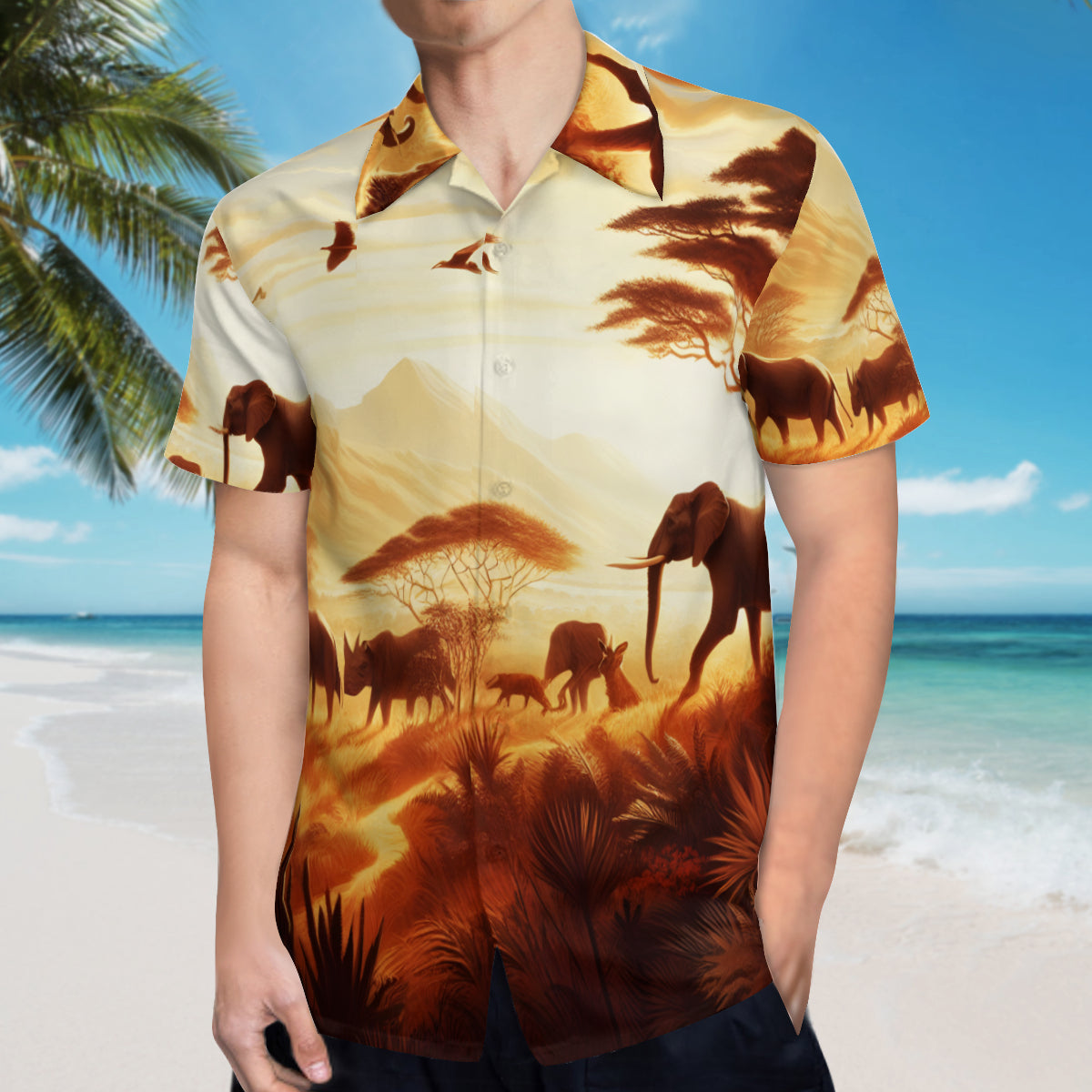 Animal Sunset Short Sleeves Men's Shirt