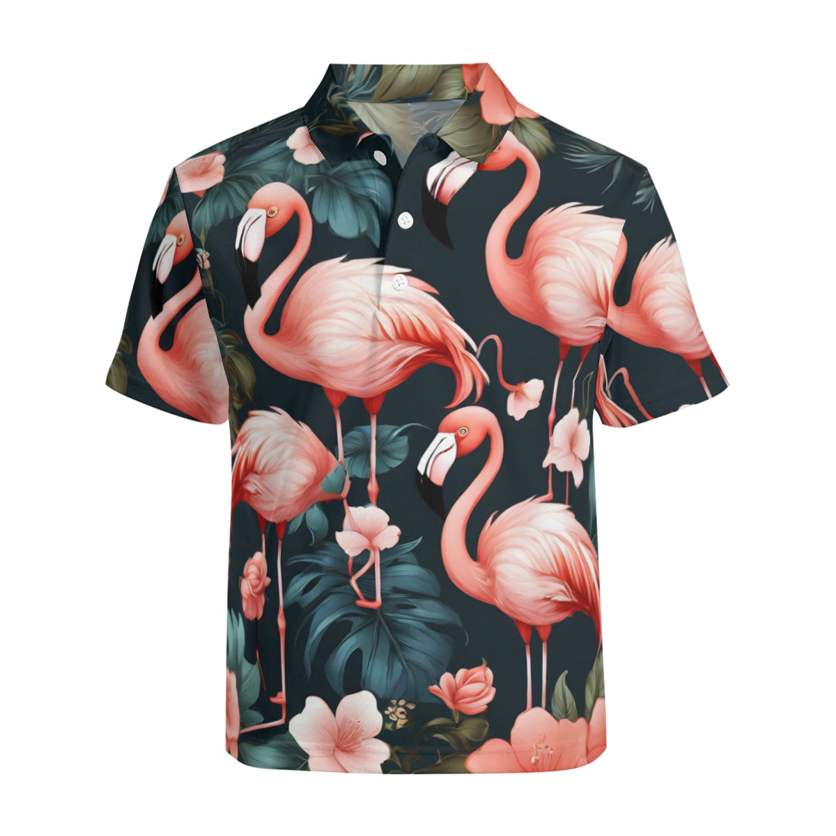 Flamingo  Men's Premium European Size POLO Shirt | 95% Polyester+5% Spandex