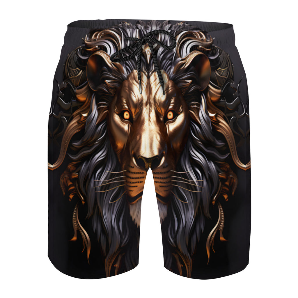 Lion Men's Beach Shorts (Not Mesh Lined) | Polyester