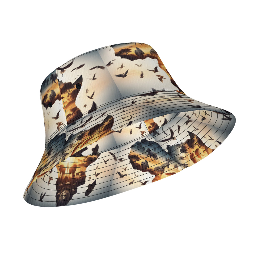 African Animals Sunset Double-Sided Unisex Polyester Bucket Hat
