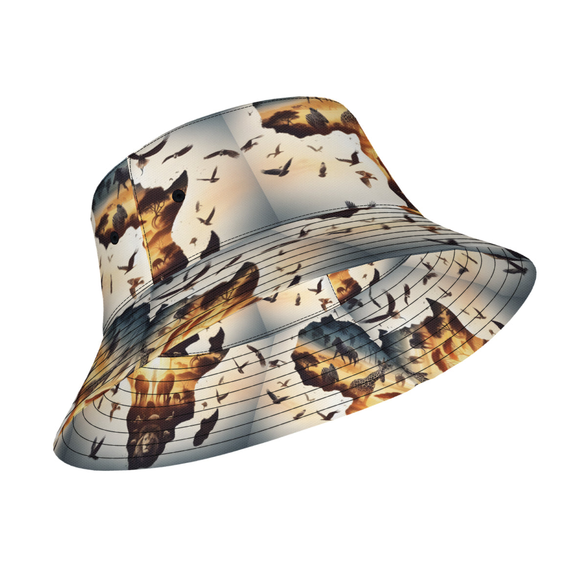 African Animals Sunset Double-Sided Unisex Polyester Bucket Hat