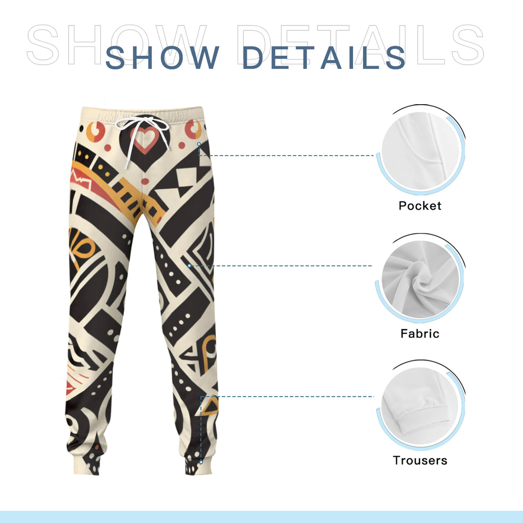 African Pattern Men's Adult Hoodie Set (Double-Layer Hood) | Health Fabric