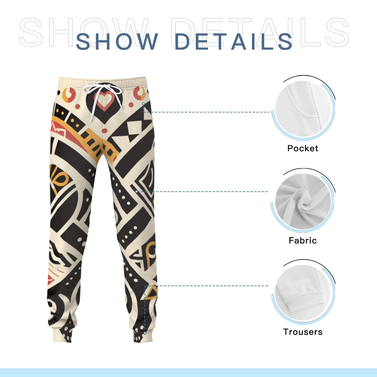 African Pattern Men's Adult Hoodie Set (Double-Layer Hood) | Health Fabric