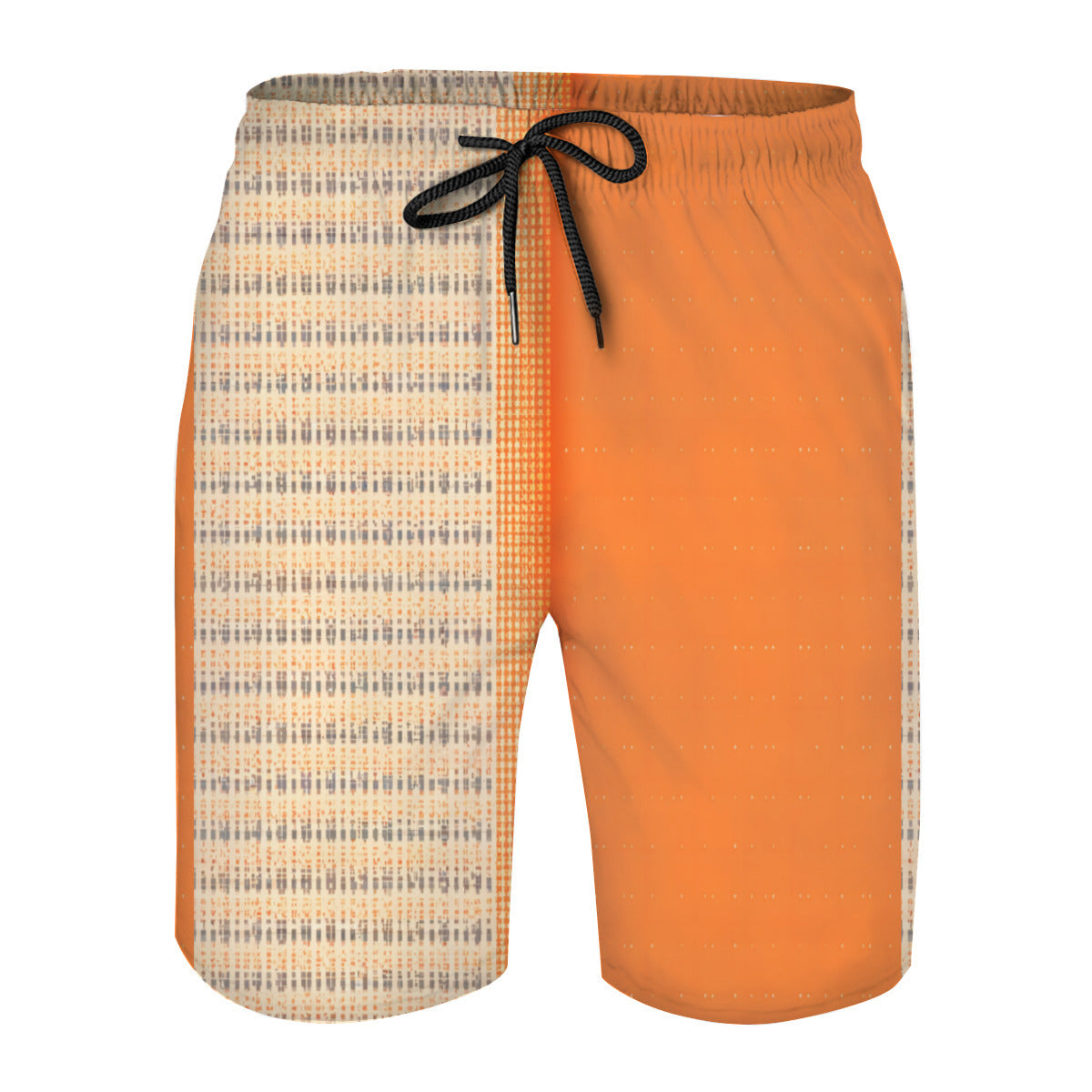 Orange Check Men's Beach Shorts (Not Mesh Lined) | Polyester