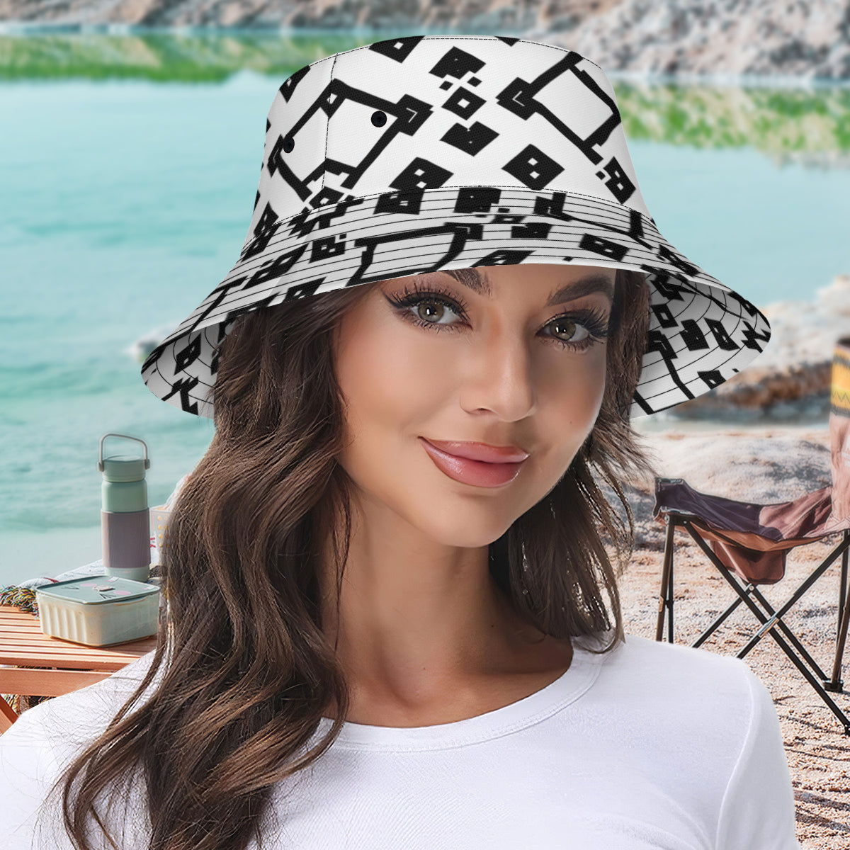 Black And White Double-Sided Unisex Polyester Bucket Hat