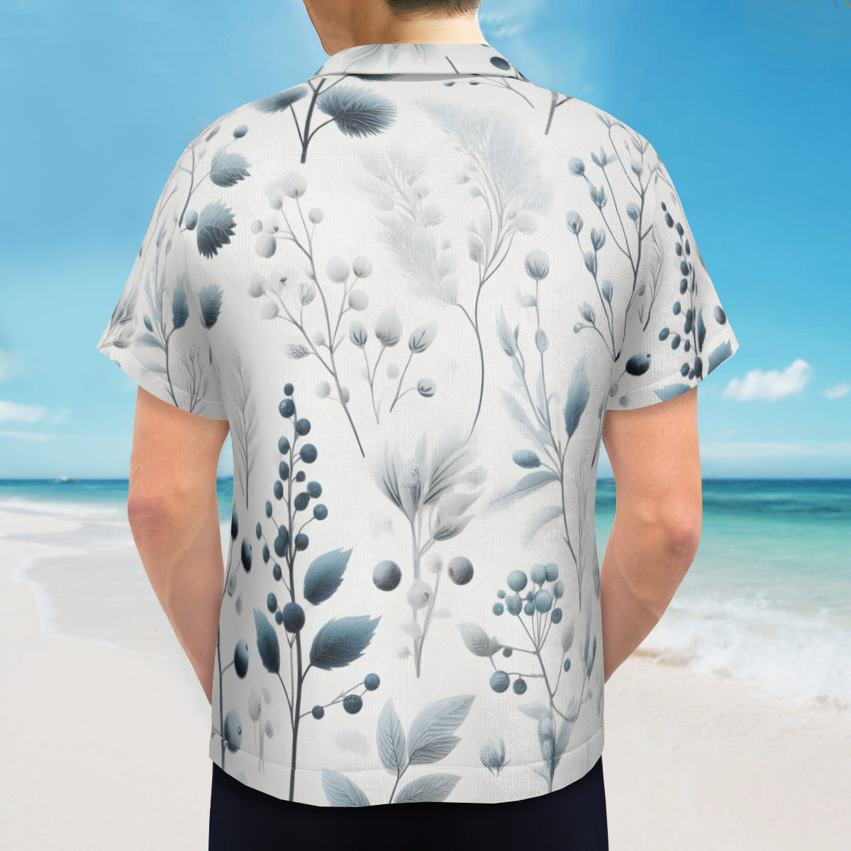 Minimalistic Floral Short Sleeves Men's Shirt