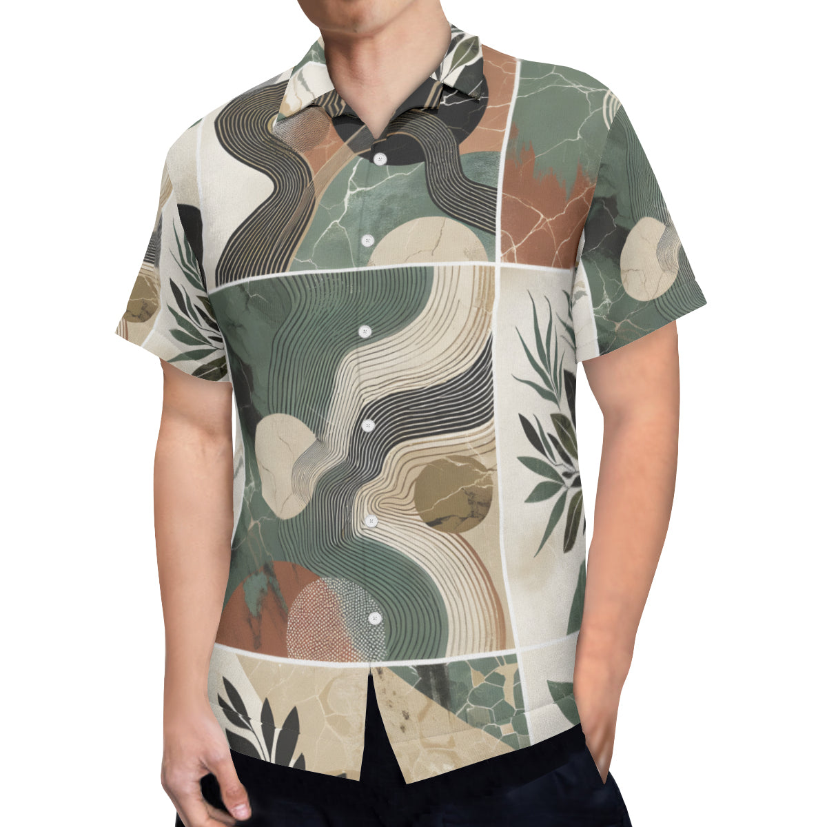 Abstract Short Sleeves Men's Shirt