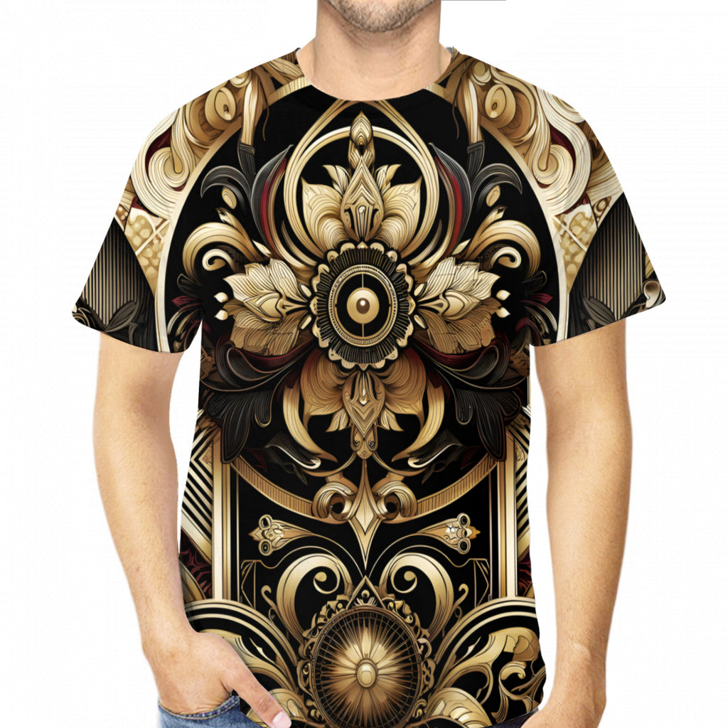 Abstract Elegance All-Over Print Men's Short-Sleeved Mesh T-Shirt｜Polyester